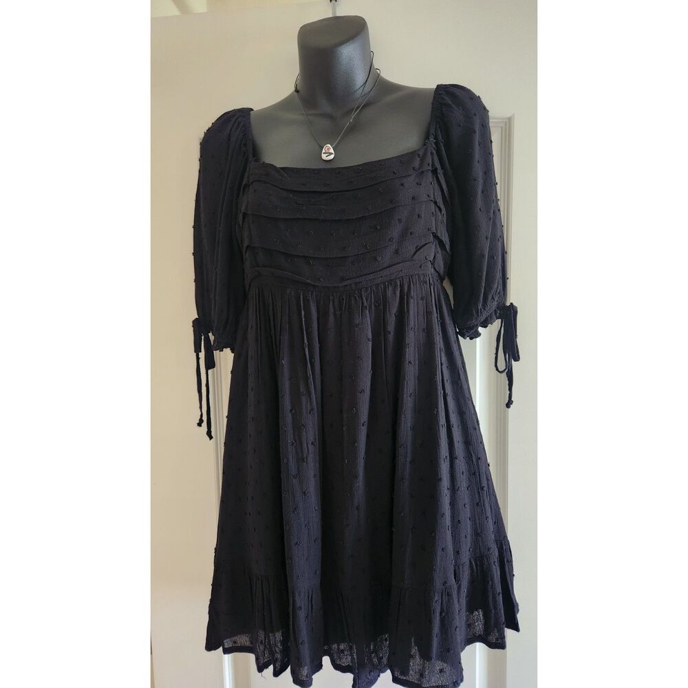 Francesca's Short Black Gothic Babydoll Half Sleeve Dress Size S Goth Darkwave